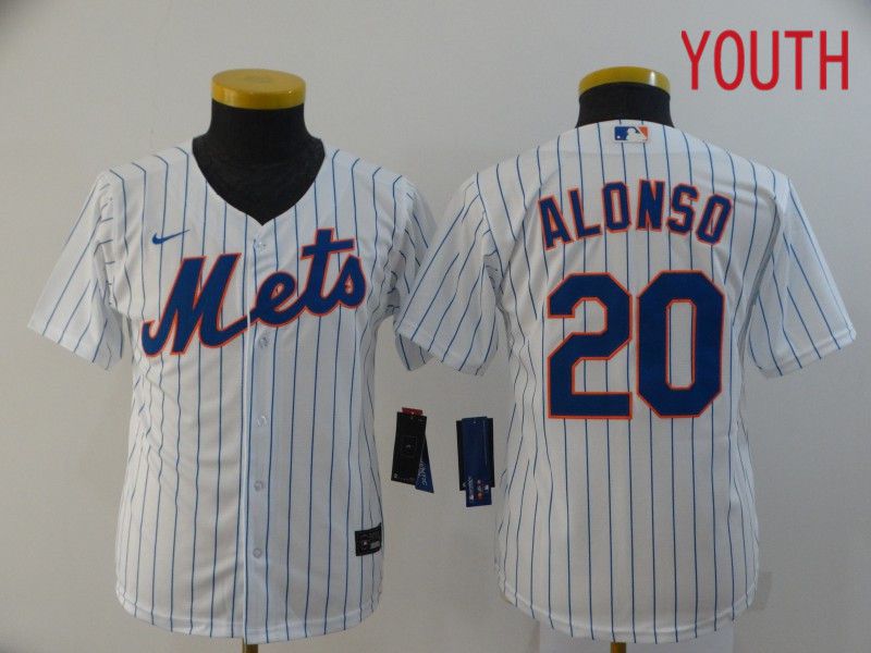 Youth New York Mets #20 Alonso White Nike Game MLB Jerseys